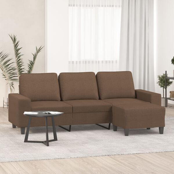 vidaXL 3-Seater Sofa with Footstool Brown 70.9" Fabric