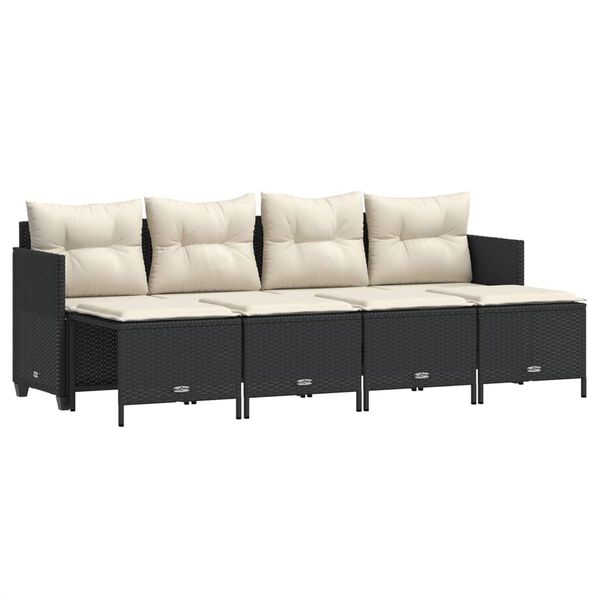 vidaXL Garden Sofa Set Black PE rattan, powder-coated steel, 100% polyester