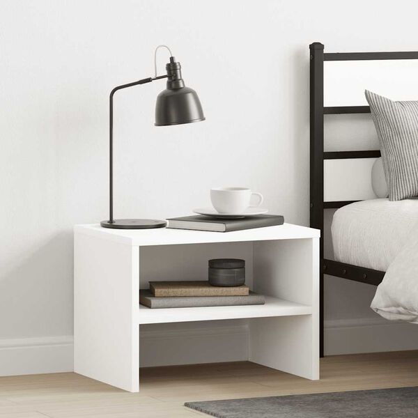 vidaXL Bedside Cabinet White Engineered wood Compact Bedside Cabinet