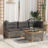 vidaXL Patio Sofa Armless with Cushions Grey Poly Rattan