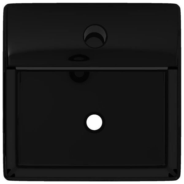 vidaXL Ceramic Bathroom Sink Basin with Faucet Hole Black Square