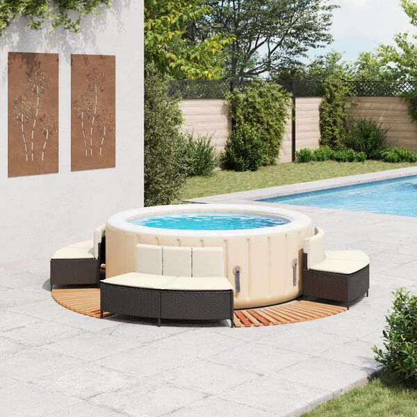 vidaXL Hot Tub Surround Black PE rattan Standard Modular
