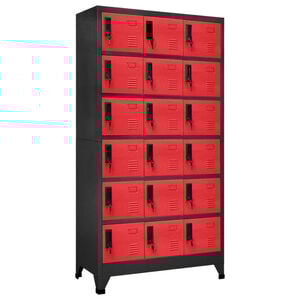 vidaXL Locker Cabinet Anthracite and Red Steel Large Locker Cabinet