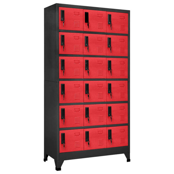 vidaXL Locker Cabinet Anthracite and Red Steel Large Locker Cabinet