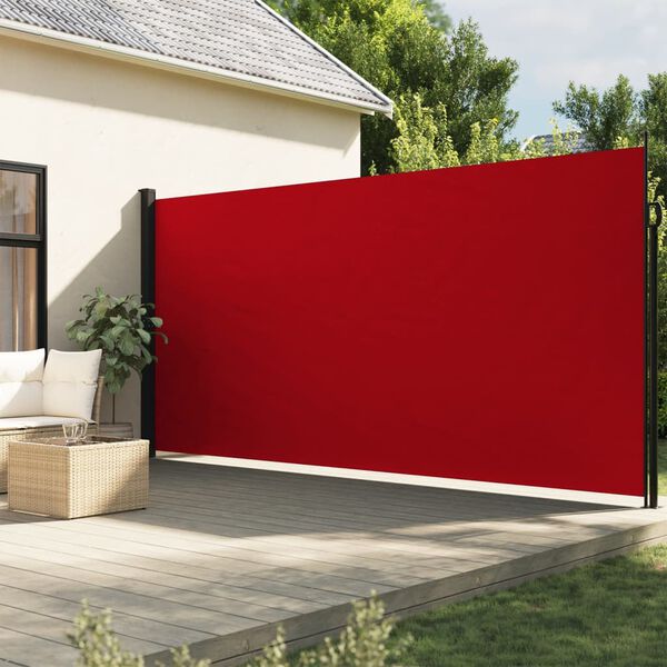 vidaXL Retractable Side Awning Red Polyester with PU coating 86.6x236.2 in