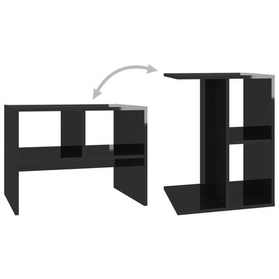 vidaXL Side Table High Gloss Black 23.6"x15.7"x17.7" Engineered Wood