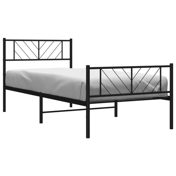 vidaXL Metal Bed Frame Black Powder-Coated Steel Twin Metal Bed Frame