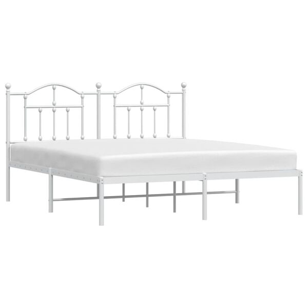 vidaXL Bed Frame White Powder-Coated Steel Super King Bed Frame