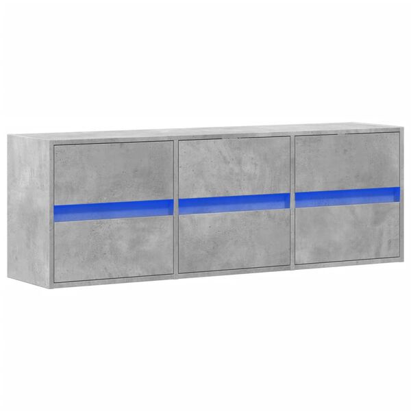 vidaXL TV Wall Cabinet Concrete grey Engineered wood 51.2 x 12.2 x 17.7 in