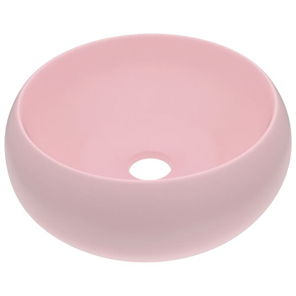 vidaXL Luxury Wash Basin Round Matt Pink 15.7x5.9" Ceramic