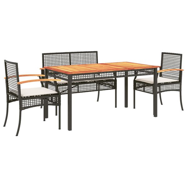 vidaXL Garden Dining Set Black PE Rattan Removable Covers