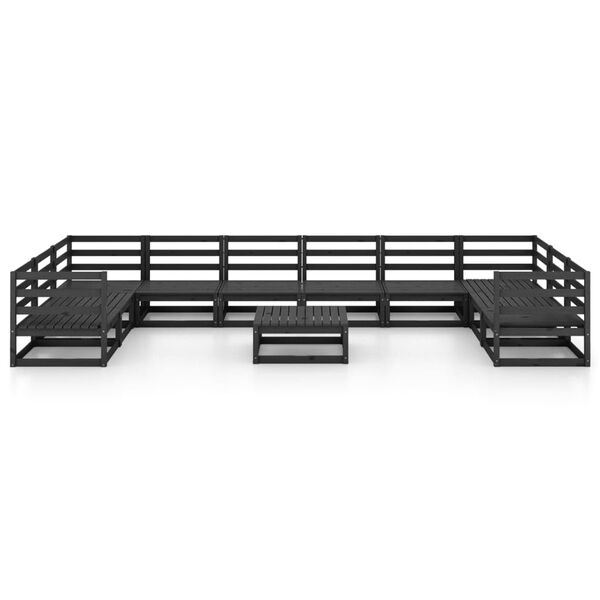 vidaXL Garden Lounge Set Black Solid pinewood Large Modular