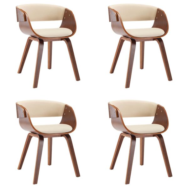 vidaXL Dining Chair Set of 4 Cream and dark brown