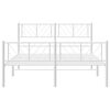 vidaXL Metal Bed Frame White Powder-Coated Steel Double Bed