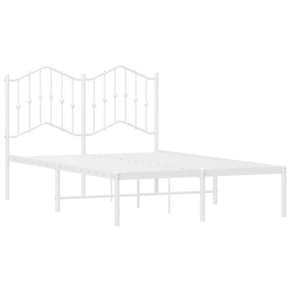 vidaXL Bed Frame White Steel Full Bed Frame Rectangular Modern