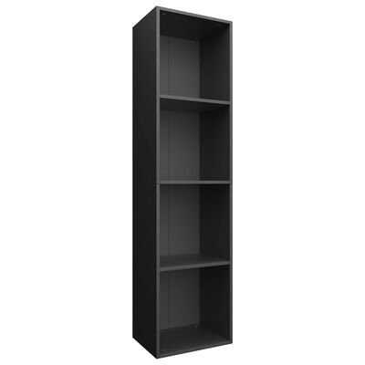 vidaXL Book Cabinet/TV Stand Black 14.2"x11.8"x56.3" Engineered Wood