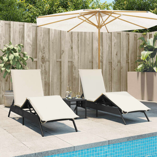 vidaXL Sun Lounger Set of 2 Black, Cream White