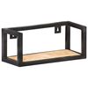 vidaXL Wall Shelf Set of 2 Natural wood and black Rough mango wood, iron