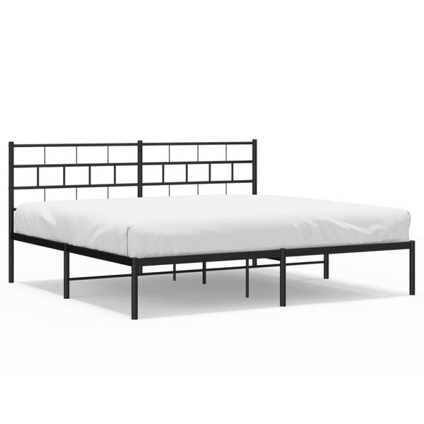 vidaXL Metal Bed Frame Black Powder-Coated Steel Super King