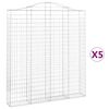 vidaXL Arched Gabion Baskets 5 pcs 78.7x11.8x220/240" Galvanised Iron