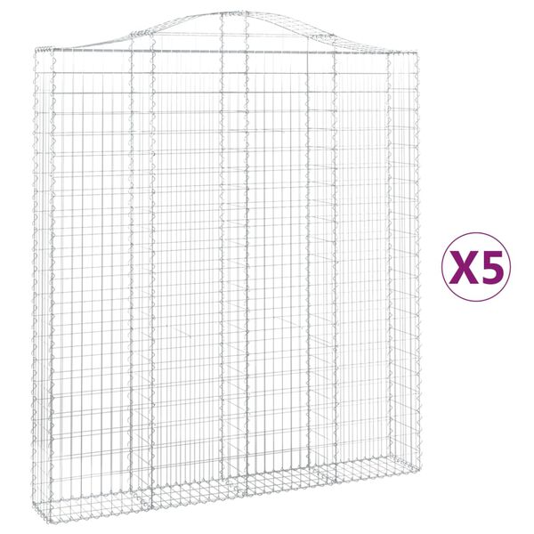 vidaXL Arched Gabion Baskets 5 pcs 78.7x11.8x220/240" Galvanised Iron