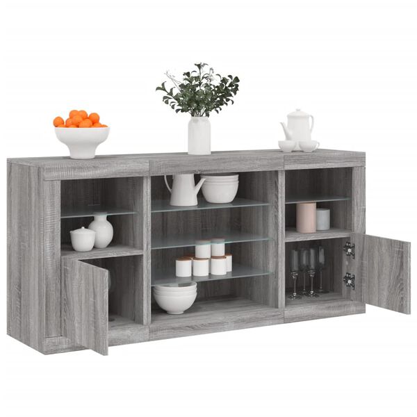 vidaXL Sideboard Grey Sonoma Engineered wood, glass Medium Sideboard