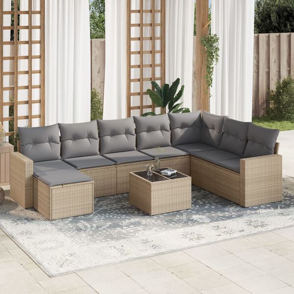 vidaXL Garden Sofa Set Beige, Light grey