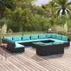 vidaXL Garden Lounge Set Black PE rattan Large Modular