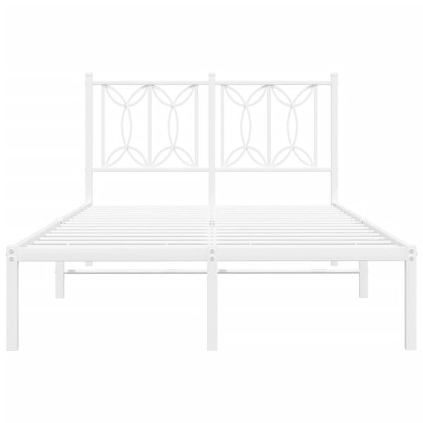 vidaXL Bed Frame White Steel Small Double Bed Frame Rectangular