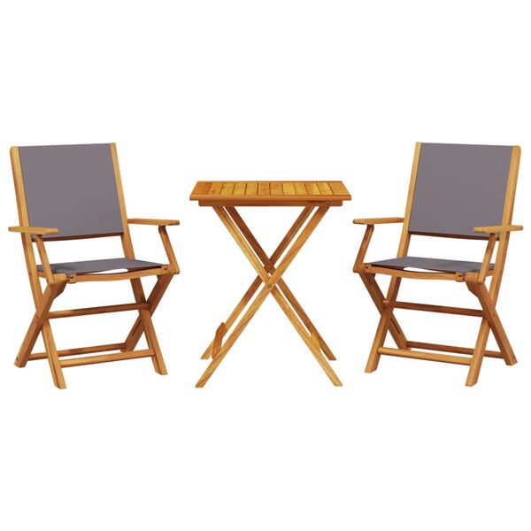 vidaXL Bistro Set Anthracite Solid Acacia wood, 100% polyester fabric