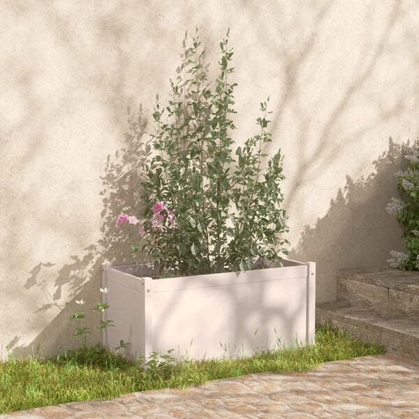 vidaXL Garden Planter White Solid pinewood Medium Garden Planter