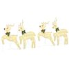 vidaXL LED Reindeers 4 pcs Gold fabric
