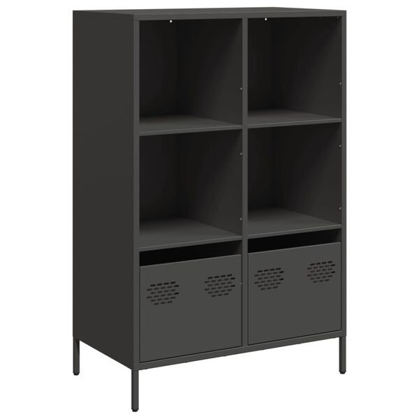 vidaXL Highboard Black Cold-rolled steel Medium Highboard Rectangular