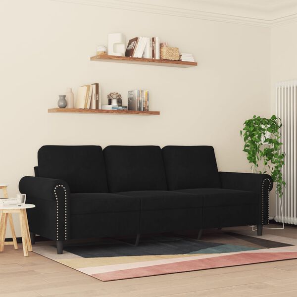 vidaXL 3-seater Sofa Black Velvet 3-seater 3-Seater Sofa Rectangular