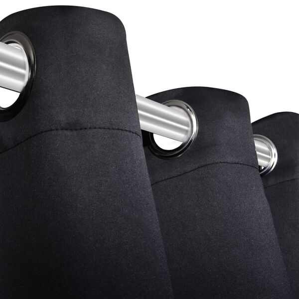 vidaXL 2 pcs Black Blackout Curtains with Metal Rings 53.1 x 96.5"