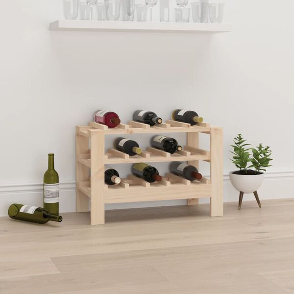 vidaXL Wine Rack 24.2x11.8x16.5" Solid Wood Pine