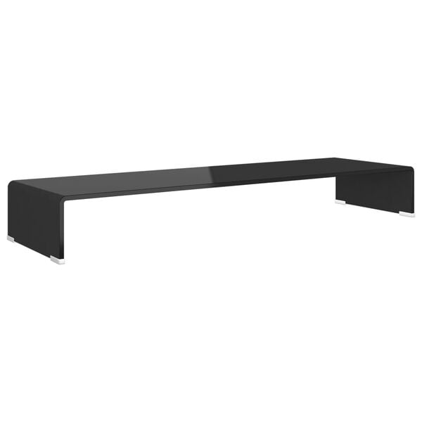 vidaXL TV Stand/Monitor Riser Glass Black 39.4"x11.8"x5.1"