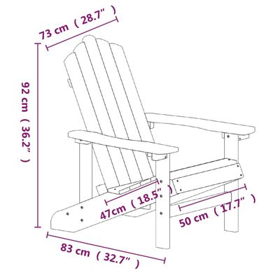 vidaXL Patio Adirondack Chairs with Table HDPE White