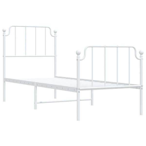 vidaXL Metal Bed Frame without Mattress with Footboard&nbsp;White 31.5"x78.7"