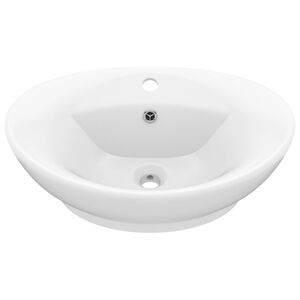 vidaXL Luxury Basin Overflow Oval Matt White 23.0x15.4" Ceramic