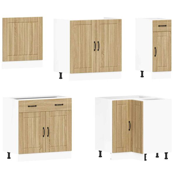 vidaXL Kitchen Cabinet Set Sonoma oak Engineered wood and glass Large