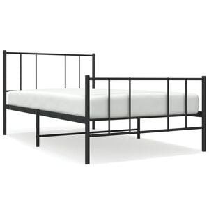 vidaXL Bed Frame Black Powder-Coated Steel Twin Bed Frame Rectangular