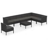 vidaXL Garden Lounge Set Black PE Rattan, Powder-Coated Steel Medium