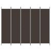 vidaXL 5-Panel Room Divider Brown 98.4"x78.7" Fabric