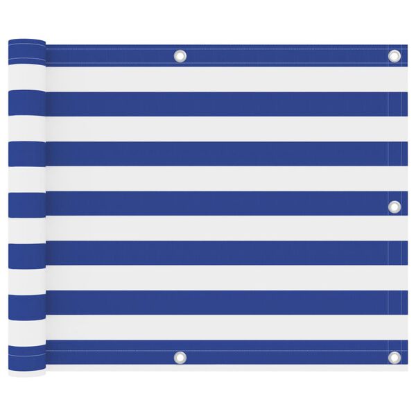 vidaXL Balcony Screen White and Blue 29.5x196.9" Oxford Fabric
