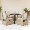 vidaXL 5 Piece Patio Dining Set with Cushions Beige Poly Rattan