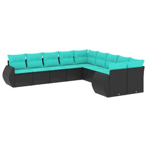 vidaXL Patio Sofa Set Black PE rattan, powder-coated steel Modular