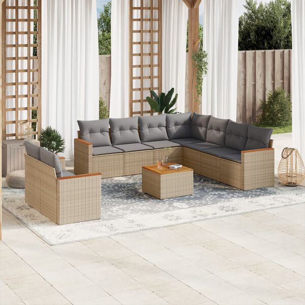 vidaXL Garden Sofa Set Beige, Light Grey