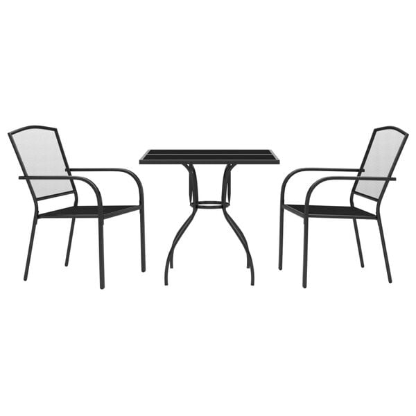 vidaXL Garden Dining Set Anthracite Steel 3 Piece Set Stackable