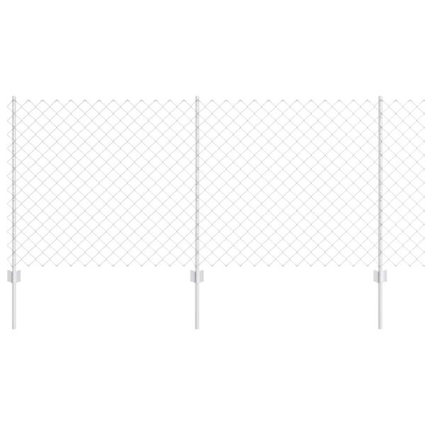vidaXL Fence with Post Silver 3.28 x 32.81 ft Steel